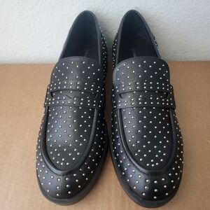 Chinese Laundry Black Loafers with Silver Accents